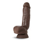 Dr Skin Plus 8in Thick Dildo W/ Squeezable Balls Chocolate