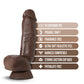 Dr Skin Plus 8in Thick Dildo W/ Squeezable Balls Chocolate