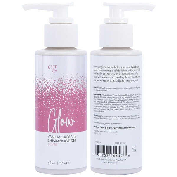 Glow Vanilla Cupcake Shimmer Loción Plata 4 Fl Oz
