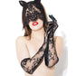 Cat Mask & Glove Set Black O/s