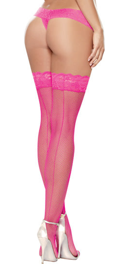 Thigh Highs Fishnet Neon Pink O/s