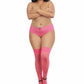 Sheer Thigh High W/ Stay Up Lace Top Hot Pink Q/s