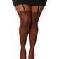 Sheer Thigh High W/ Back Seam Espresso Q/s