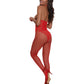Open Cup Bodystocking W/ Knitted Lace Teddy Lipstick Red O/s