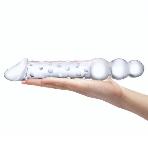 Consolador Glas De Doble Extremo De 12 Pulgadas Con Cuentas Anales