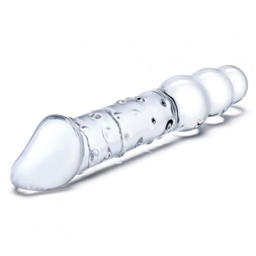 Consolador Glas De Doble Extremo De 12 Pulgadas Con Cuentas Anales