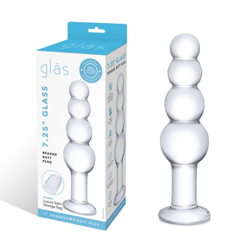 Crystaline Pleasure Glass Beaded Butt Plug