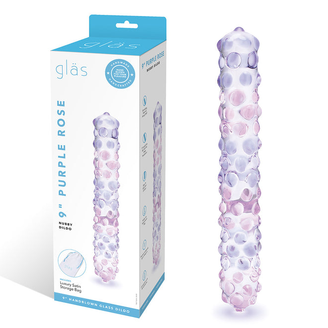 Glas 9 Consolador Nubby Rosa Púrpura "