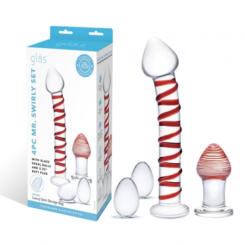 Thee Swirly Set W/ Glass Kegal Balls & Butt Plug