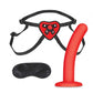 Juego de arnés con correa y consolador de 5 pulgadas con forma de corazón rojo Lux Fetish
