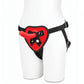 Juego de arnés con correa y consolador de 5 pulgadas con forma de corazón rojo Lux Fetish