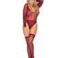 Sheer Burnout Long Sleeve Teddy Burgundy Q/s