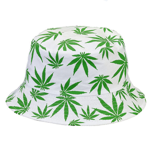 Gorro De Pescador Blanco Con Hojas Verdes