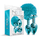 Nixie Set de Plug Anal de Metal Pom Pom &amp; Jewel Azul Metálico