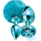 Nixie Set de Plug Anal de Metal Pom Pom &amp; Jewel Azul Metálico