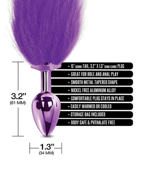 Thee Metallic Club Anal Plug w/ Tail Purple