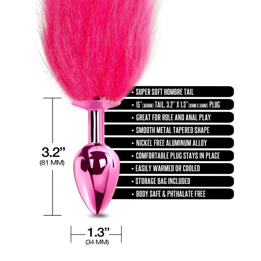 Thee Metallic Club Anal Plug w/ Tail Pink