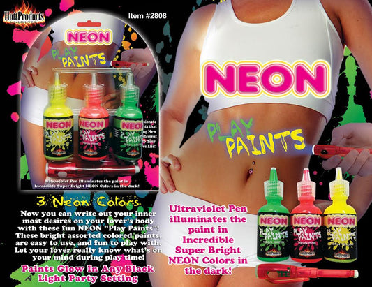 Pinturas corporales de neón, paquete de 3 tarjetas