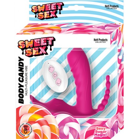 Juguete de silicona Sweet Sex Body Candy con lengua y cuentas Magenta