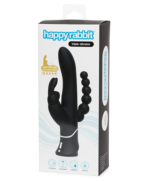Happy Rabbit Conejo Recargable Triple Curva Negro