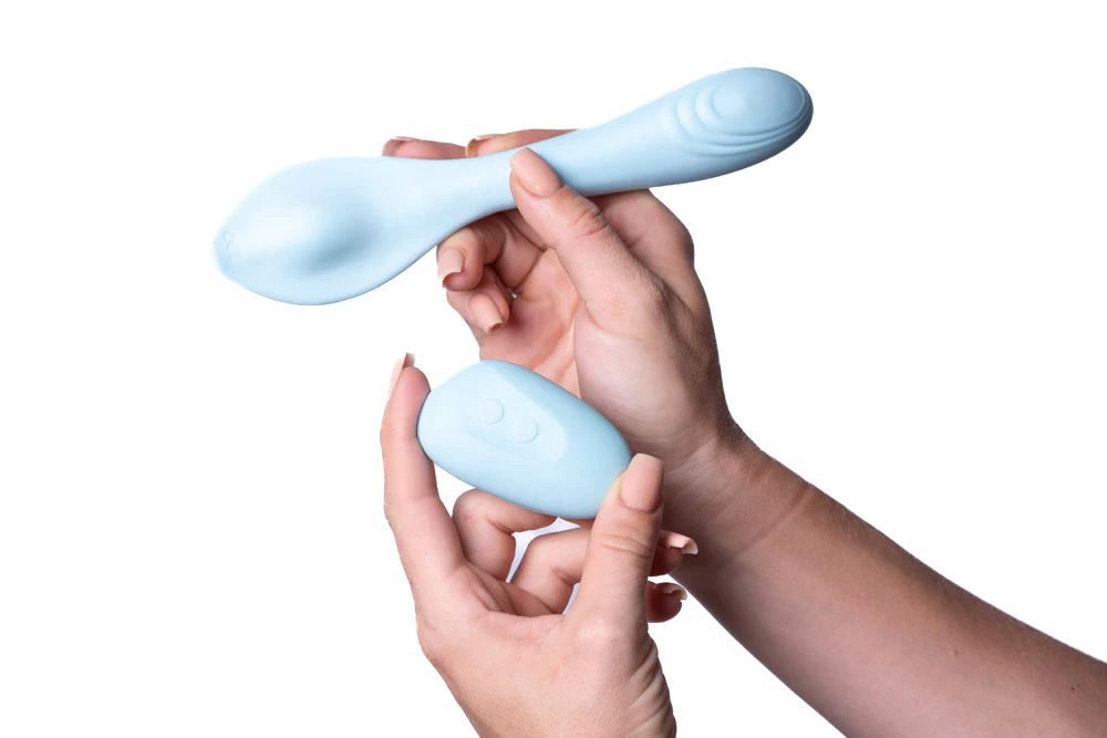 Vibrador doble flexible Harmonie Teal con control remoto