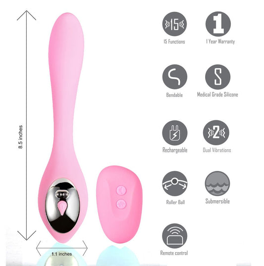Vibrador Doble Flexible Harmonie Rosa Con Control Remoto
