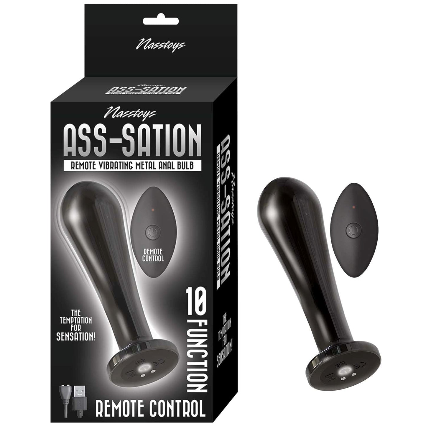 Ass-sation Remote Vibrador Metal Anal Bombilla Negro