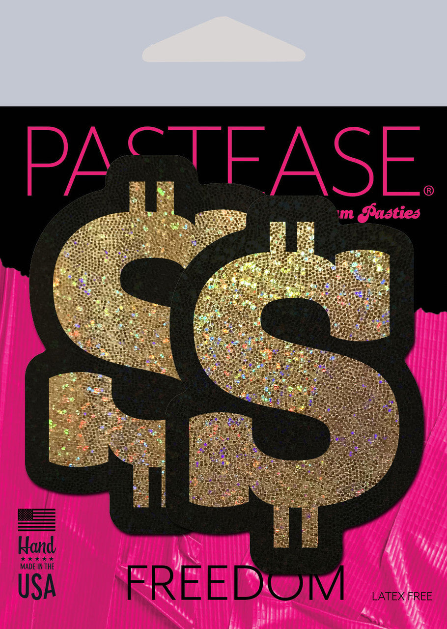 Pastease Money Gold Glitter Signo de dólar Pastas para pezones