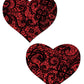 Pastease Corazón De Brillo Rojo Con Capa De Encaje Negro