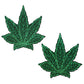 Pastease Indica Pot Leaf Glitter Pasties para pezones de hierba verde