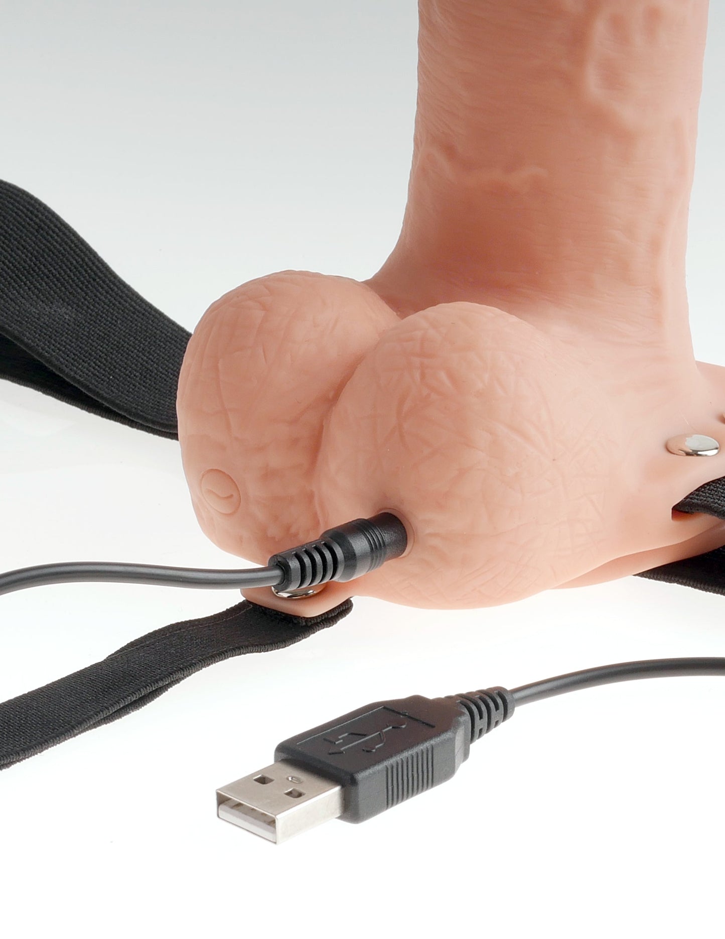 Fetish Fantasy 9 In Hollow Rechargeable Strap-on W/ Balls