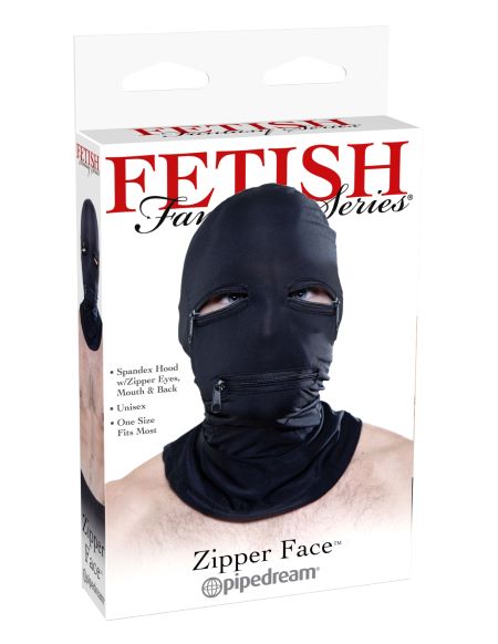 Fetish Fantasy Capucha negra con cremallera