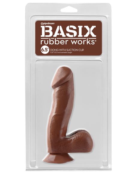 Basix Rubber Works 6.5in Dong W/suction Cup Brown