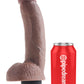 King Cock 9 In Squirting Cock W/ Balls Brown