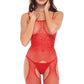 Sparkle Crotchless Body Stocking Red O/s