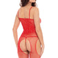 Sparkle Crotchless Body Stocking Red O/s