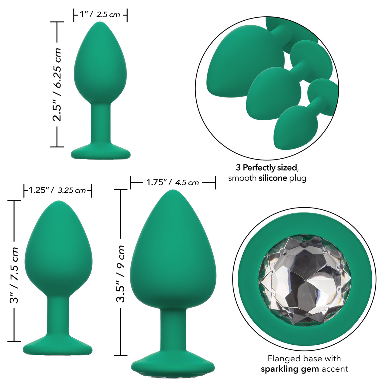Trío de gemas atrevidas en verde