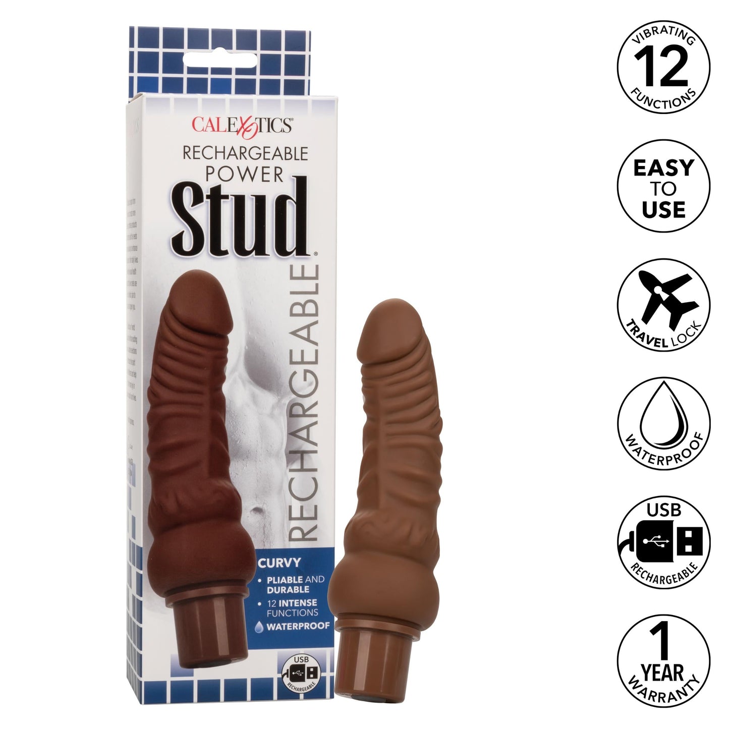 Rechargeable Power Stud Curvy Brown