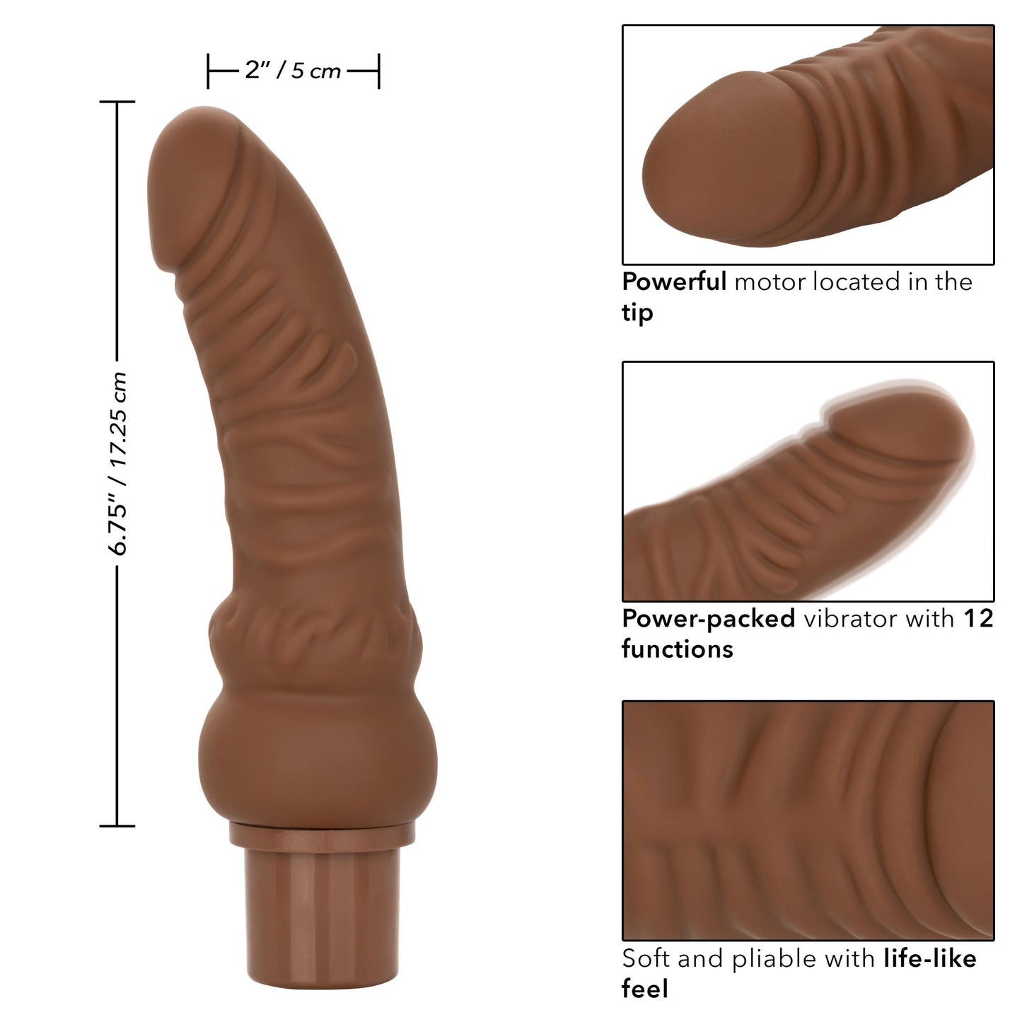 Rechargeable Power Stud Curvy Brown