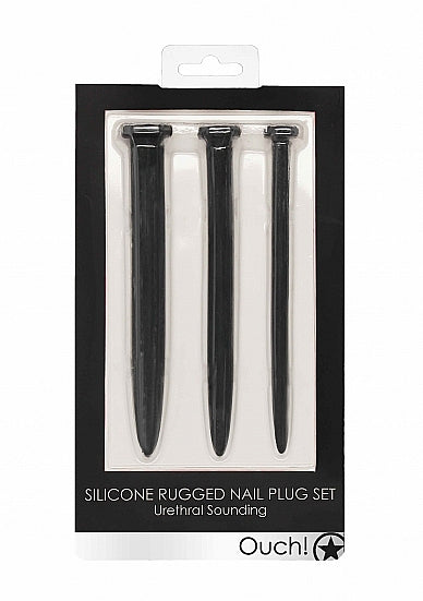 Juego de tapones para uñas resistentes de silicona con sonido uretral negro