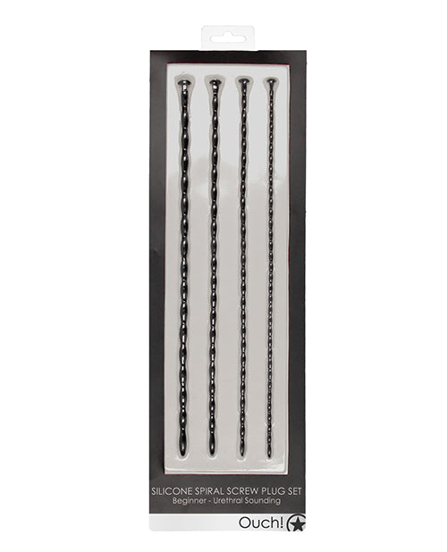 Juego de tapones roscados en espiral de silicona, sondeo uretral para principiantes, color negro