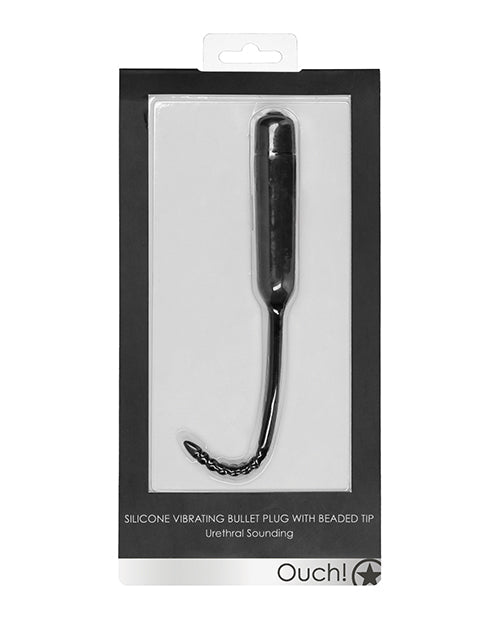 Tapón de bala vibratorio de silicona con punta rebordeada Sondeo uretral Negro
