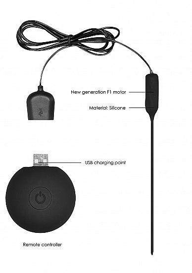 Plug Vibrador Recargable de Silicona Sondeo Uretral Negro