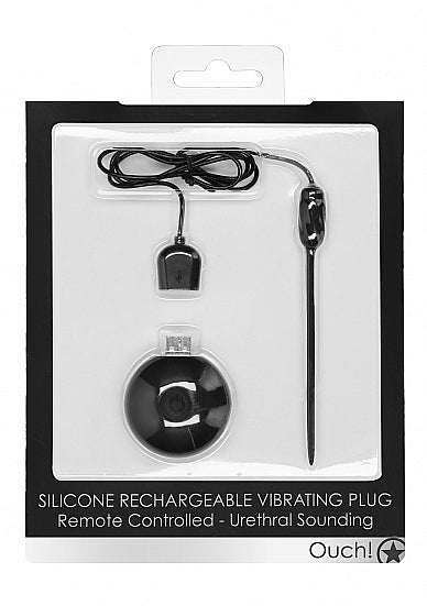 Plug Vibrador Recargable de Silicona Sondeo Uretral Negro