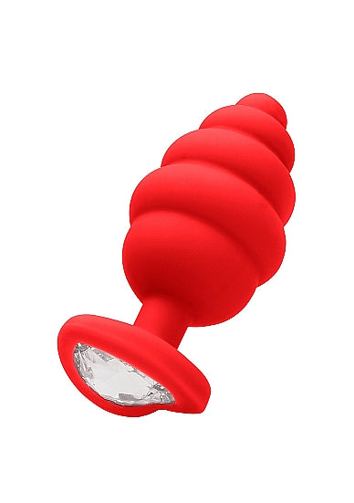 Crimson Ribbed Diamond Heart Plug