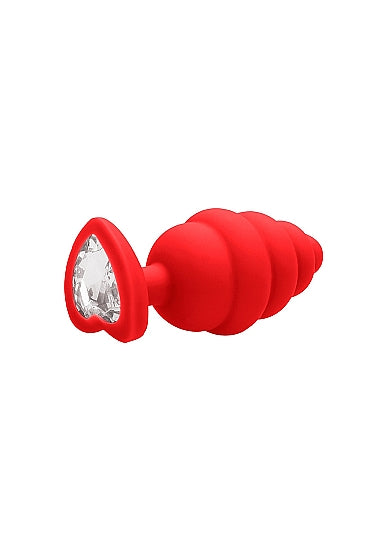 Crimson Ribbed Diamond Heart Plug