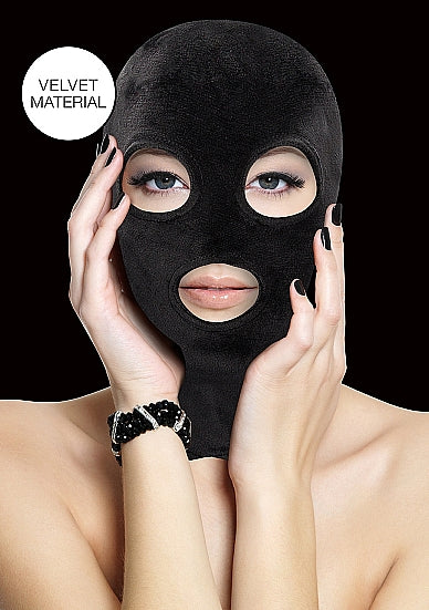 Mascarilla De Terciopelo Y Velcro Con Abertura Para Boca Y Ojos Negro
