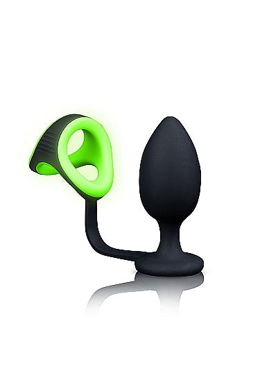 Plug anal luminoso con anillo para el pene y correa de bola que brilla en la oscuridad