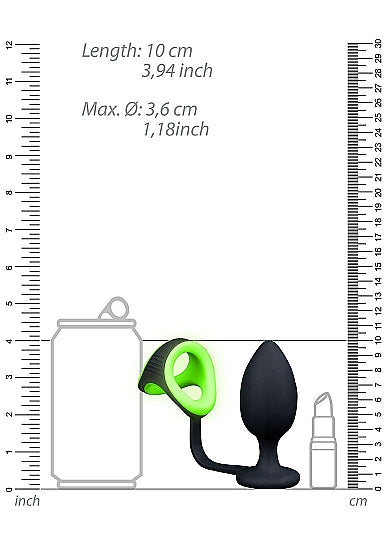 Plug anal luminoso con anillo para el pene y correa de bola que brilla en la oscuridad