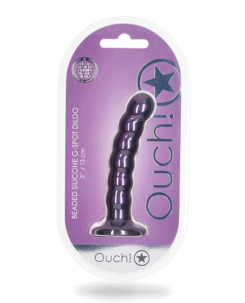 ¡Ay! Consolador con punto G de silicona con cuentas 5 en color morado metálico